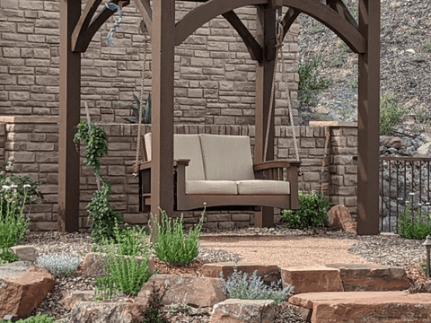 Mission-Style Deep Seating Cypress Porch Swing with Cushions