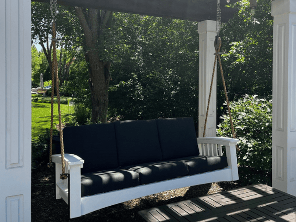 Mission Style Deep Seating Poly Porch Swing with Cushions